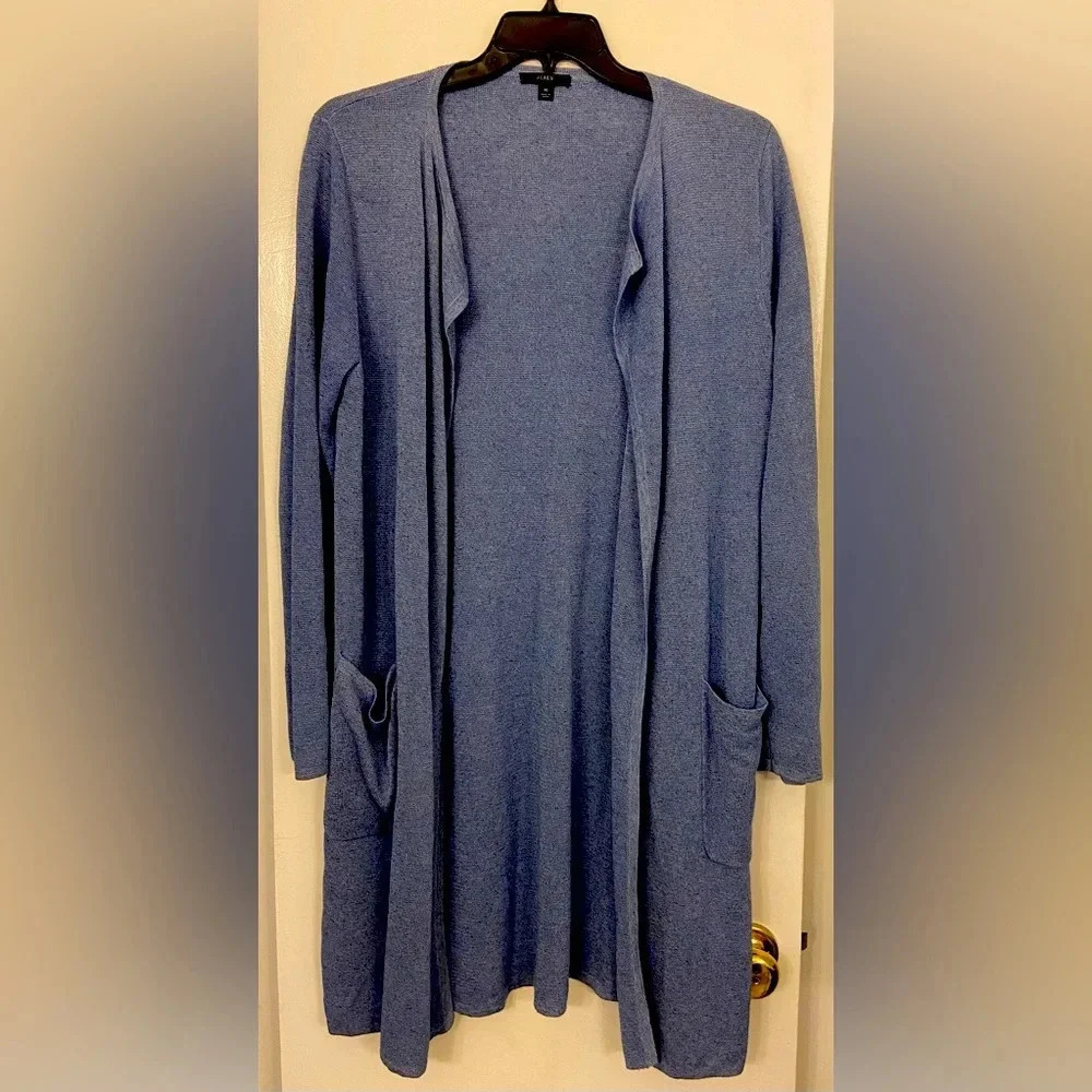 J. Crew Juliette Collarless Sweater Linen Blend Blazer Blue Size Medium